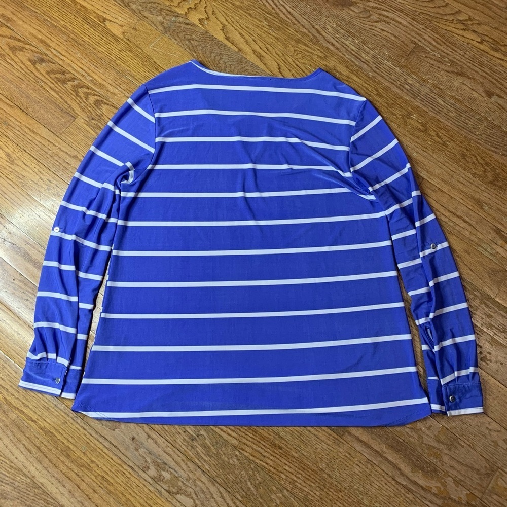 54. Lily Morgan Striped Long Sleeve Top with Hardware Detail - Size L - Picture 2 of 7